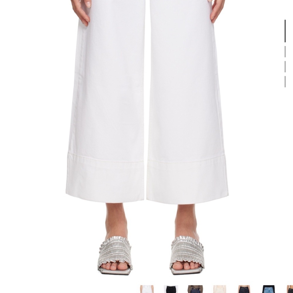 GANNI Wide Leg Cropped Jeans in White - Picture 2 of 9